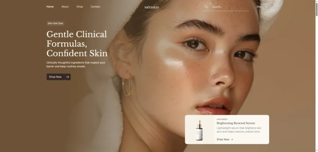 Ssèraskin webflow template ecommerce